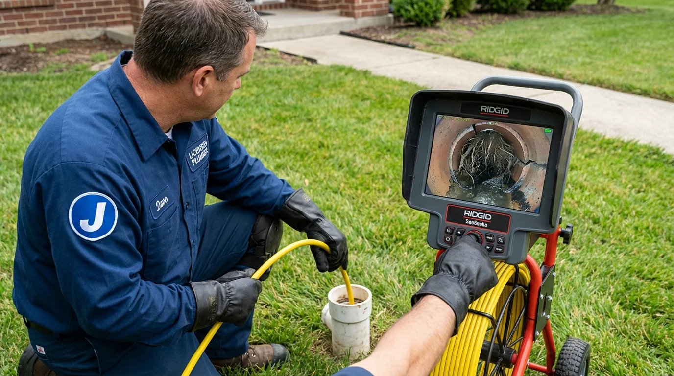 Sewer camera inspection being performed by Johns Plumbing LLC in Le Mars