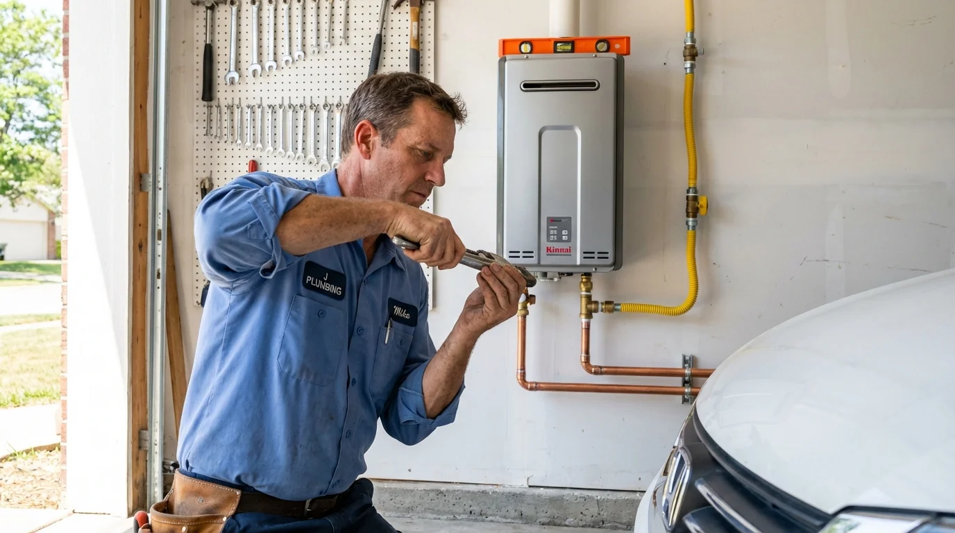 Tankless water heater installation by a Johns Plumbing LLC plumber in Le Mars